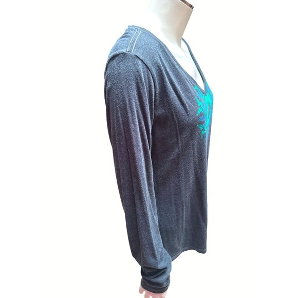 Columbia Womens Sports Company Graphic Tee Sz Large Dark Gray Cotton Poly Blend - Picture 4 of 7